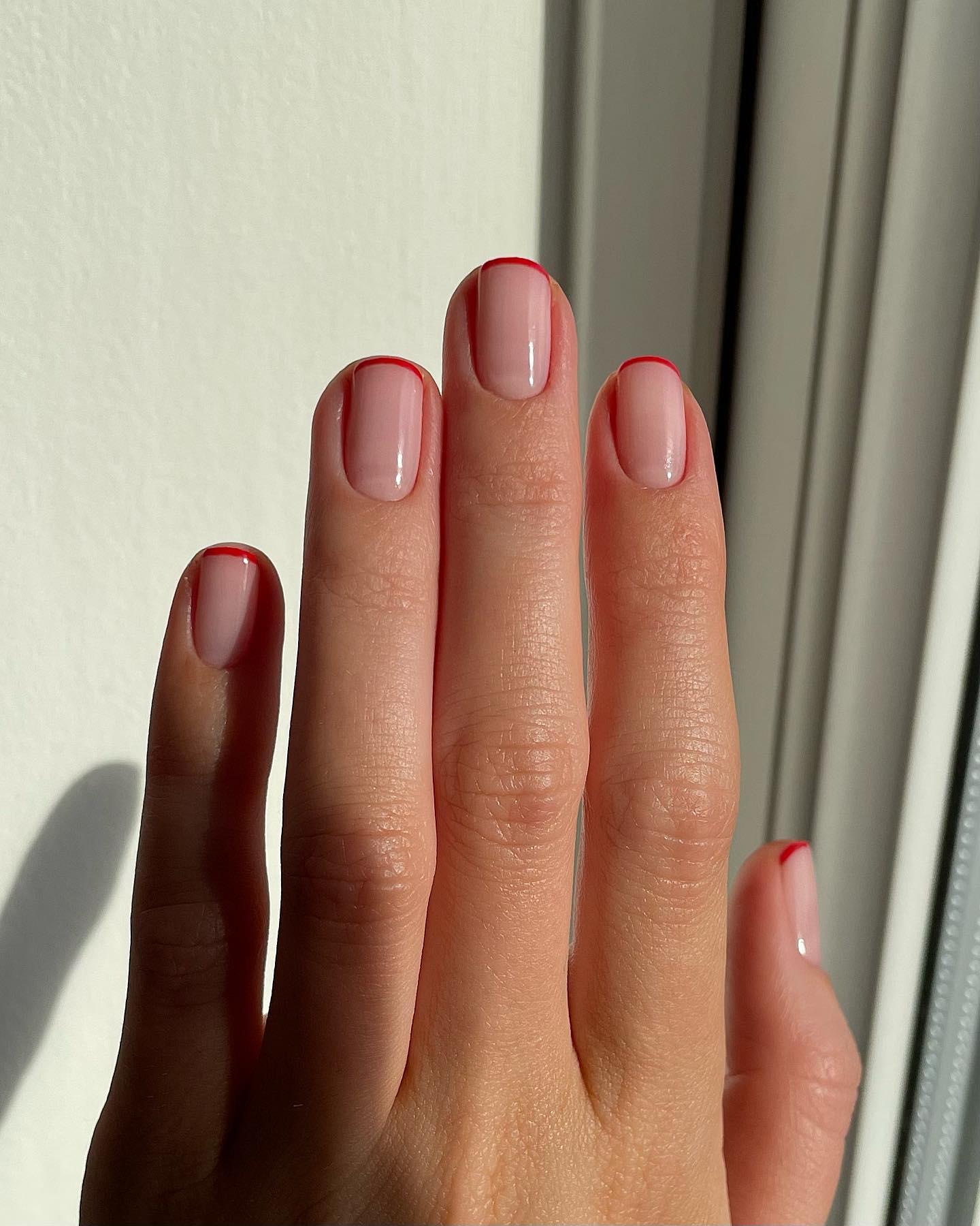 French manicure with red tips