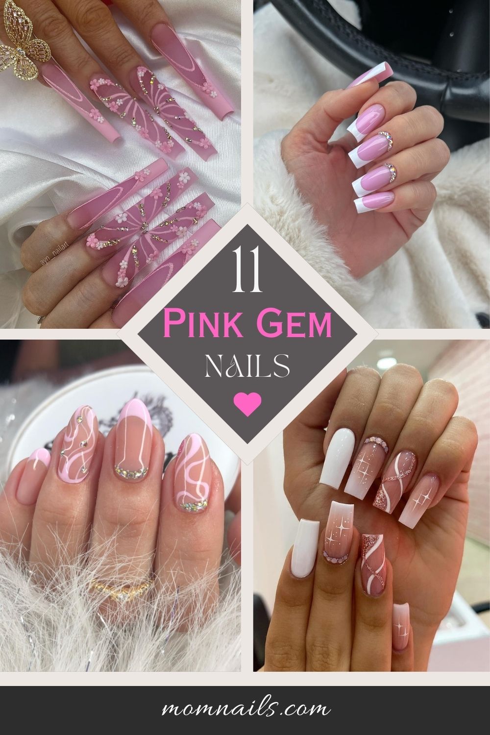 11 Pink Gem Nails Ideas that Will Leave Everybody in Awe