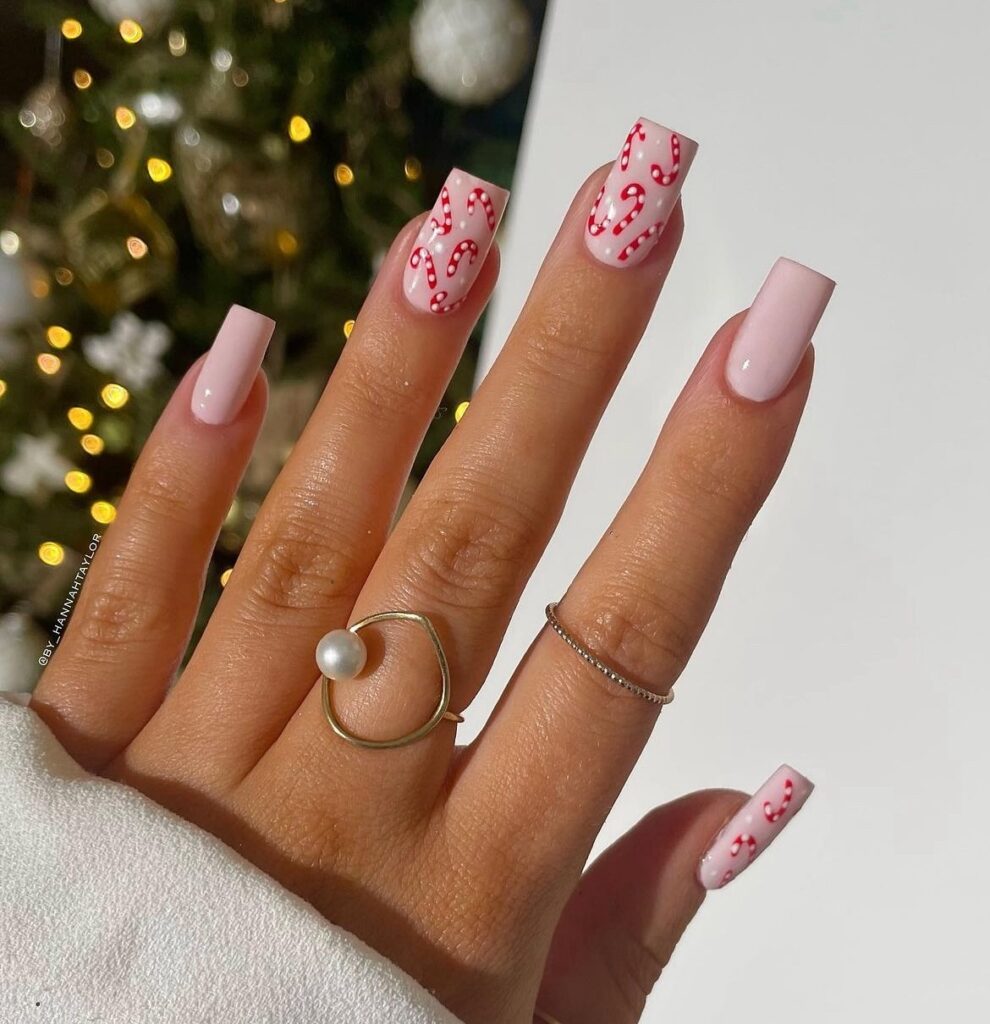 Festive Candy Christmas Nails