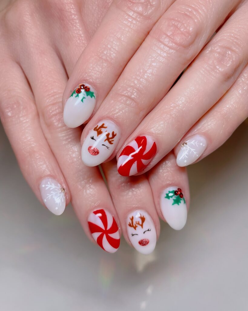 christmas nails with white background