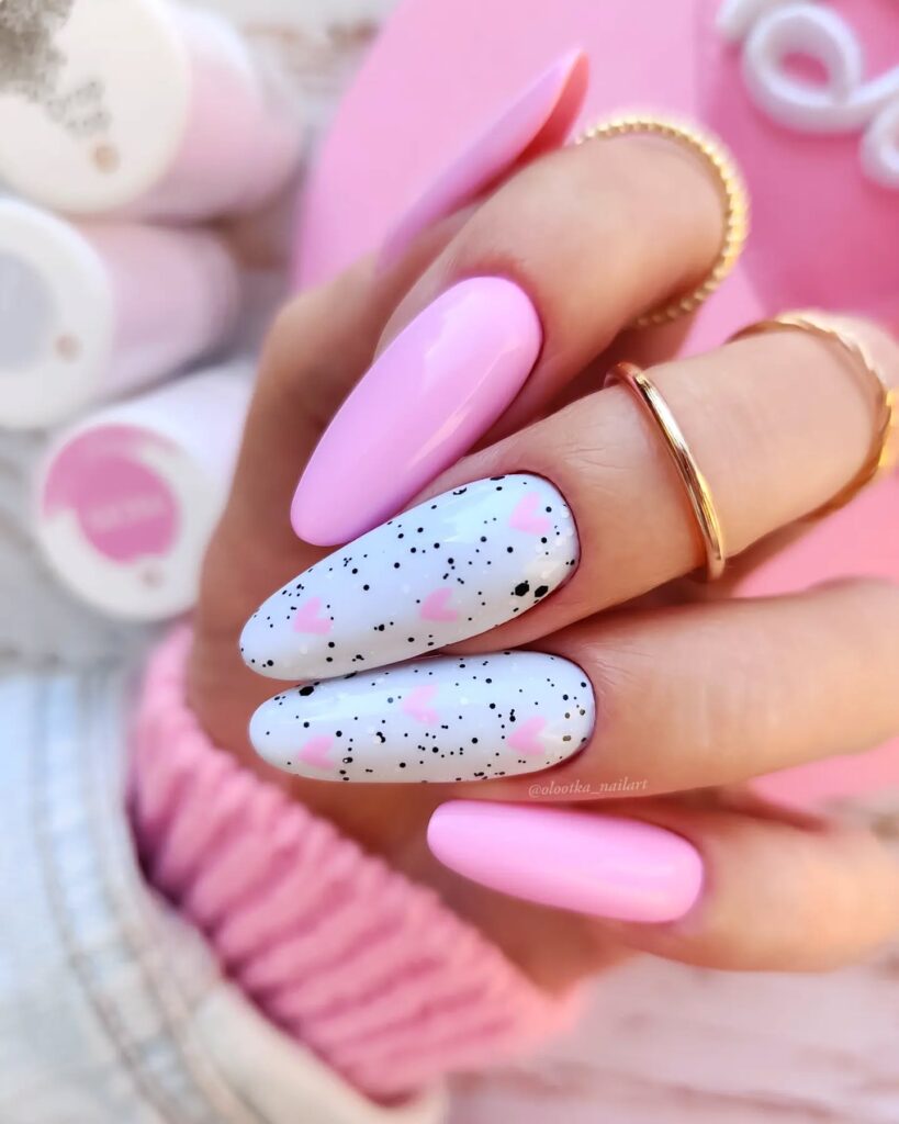 Love Hearts on Ceramic Nails Design